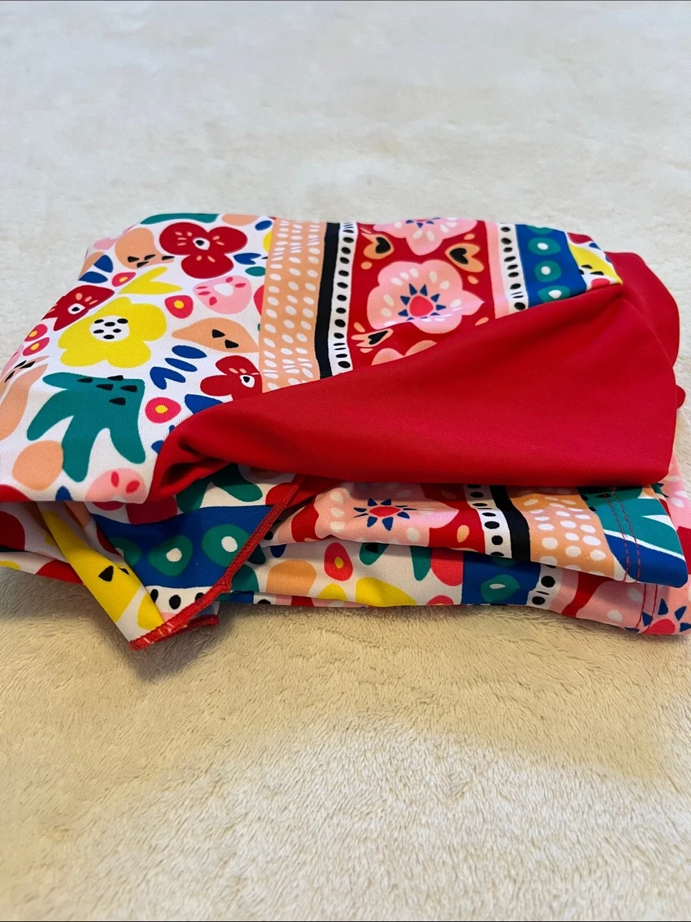 Floatimini | Bright & Bold Red & Multicolor Girls 3-Piece Swim Set 7/8